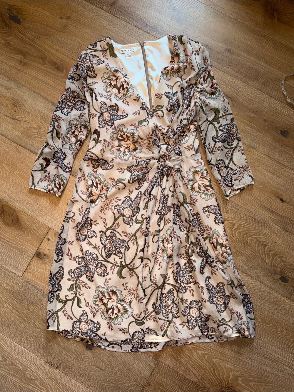 Pendleton silk Floral Wrap Dress paisley floral print size 14 wedding